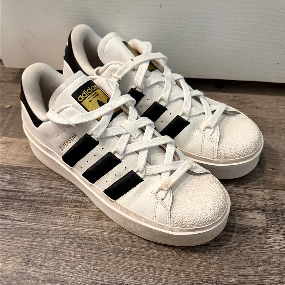 Adidas Superstar White with Black Stripes Size 8